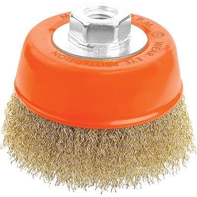 SPAZZOLA ACCIAIO A TAZZA + FILETTO 7700 WOKIN MM 125 F.M14 7