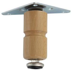 PIEDINO IN LEGNO NOCE CHIARO H. MM. 100 CON PIASTRA